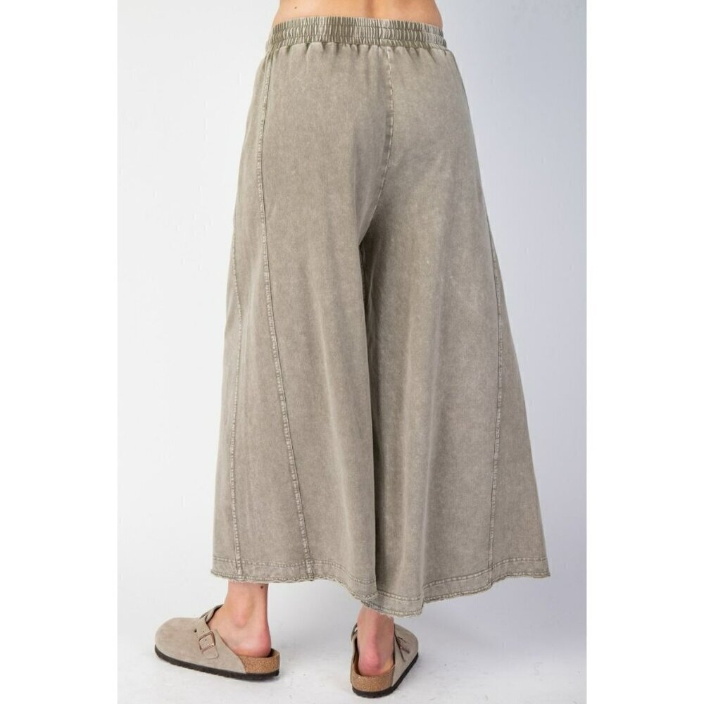 Cozy On The Go Mineral Washed Terry Knit Pants in Faded Mocha - Picture 5 of 5
